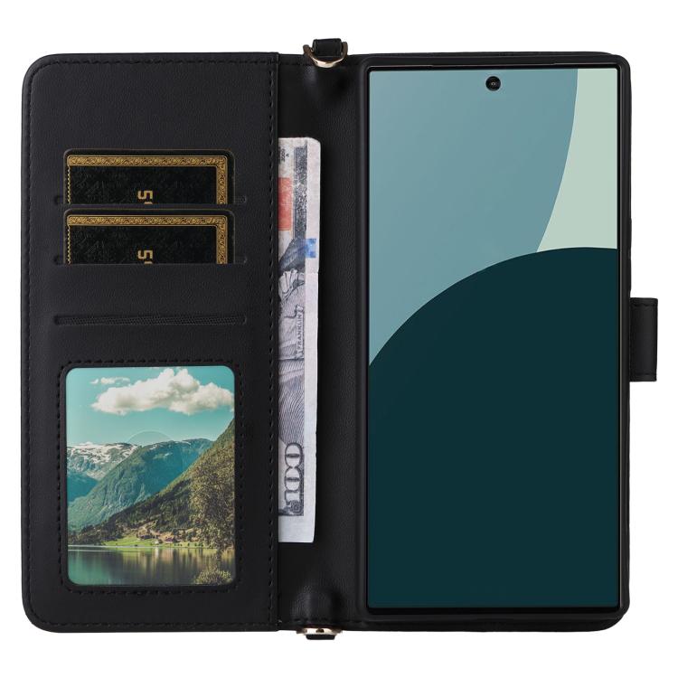 For Sharp Aquos R10 / R9 Multifunctional 6-Card Slots Leather Phone Case with Wrist Strap