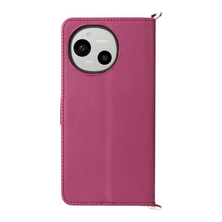 For Sharp Aquos R10 / R9 Multifunctional 6-Card Slots Leather Phone Case with Wrist Strap