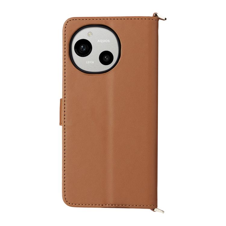 For Sharp Aquos R10 / R9 Multifunctional 6-Card Slots Leather Phone Case with Wrist Strap