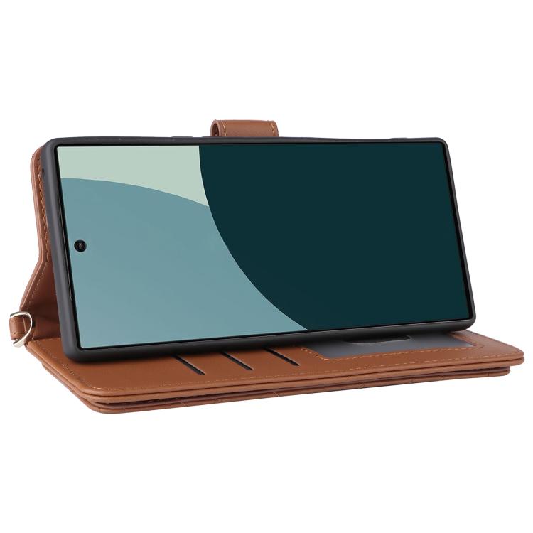 For Sharp Aquos R10 / R9 Multifunctional 6-Card Slots Leather Phone Case with Wrist Strap
