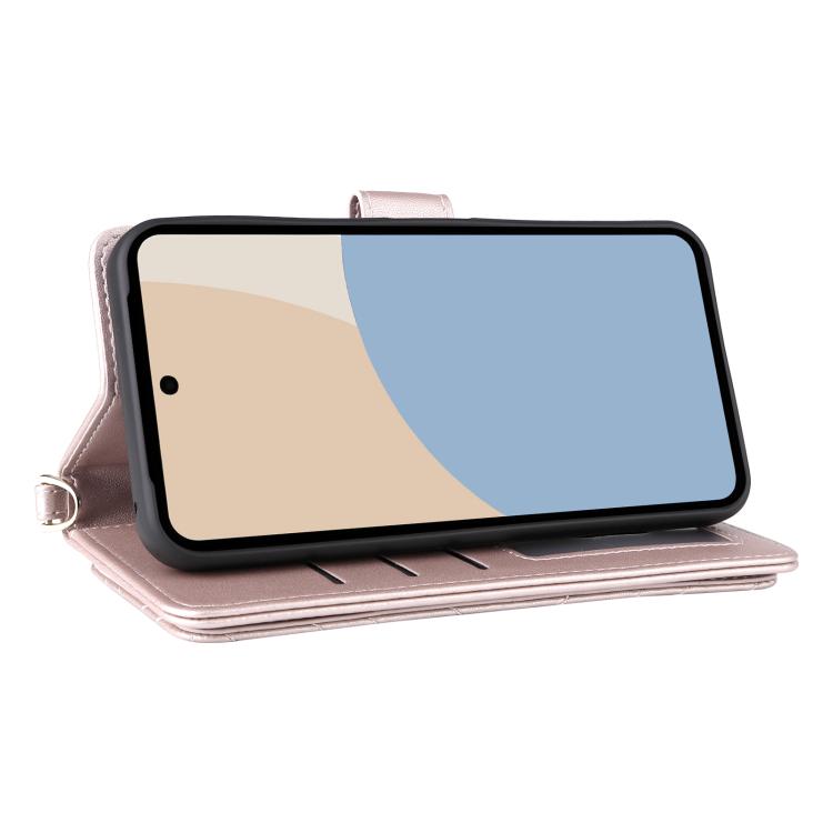For Sharp Aquos Sense9 Multifunctional 6-Card Slots Leather Phone Case with Wrist Strap