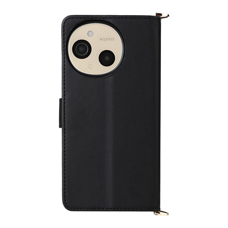 For Sharp Aquos Sense9 Multifunctional 6-Card Slots Leather Phone Case with Wrist Strap