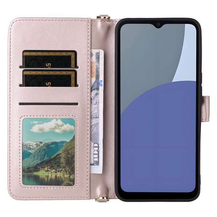 For Sharp Aquos wish4 Multifunctional 6-Card Slots Leather Phone Case with Wrist Strap