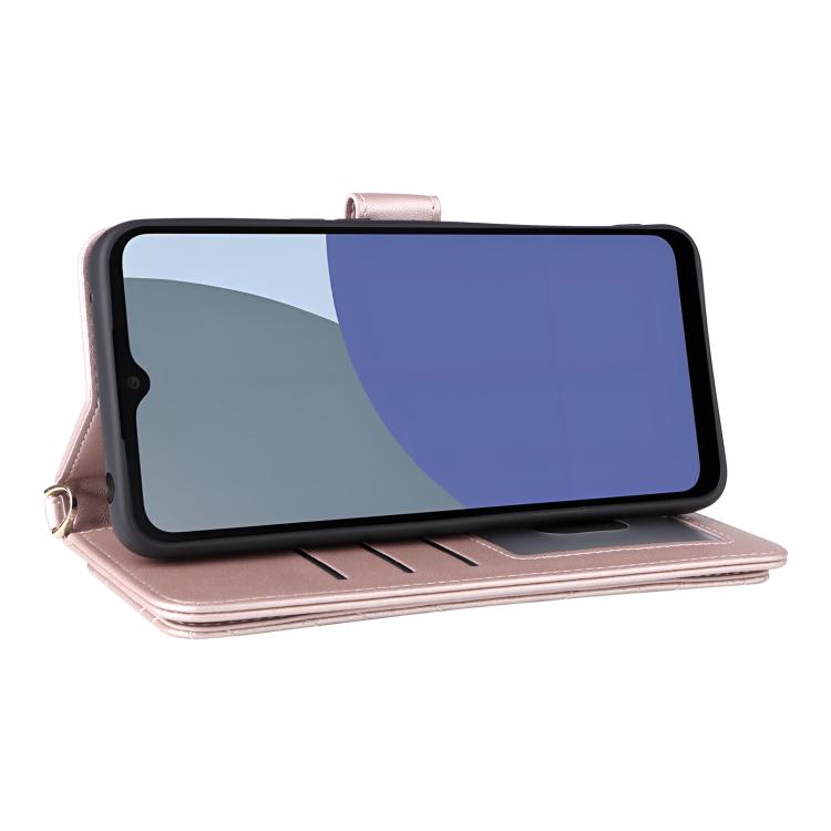 For Sharp Aquos wish4 Multifunctional 6-Card Slots Leather Phone Case with Wrist Strap