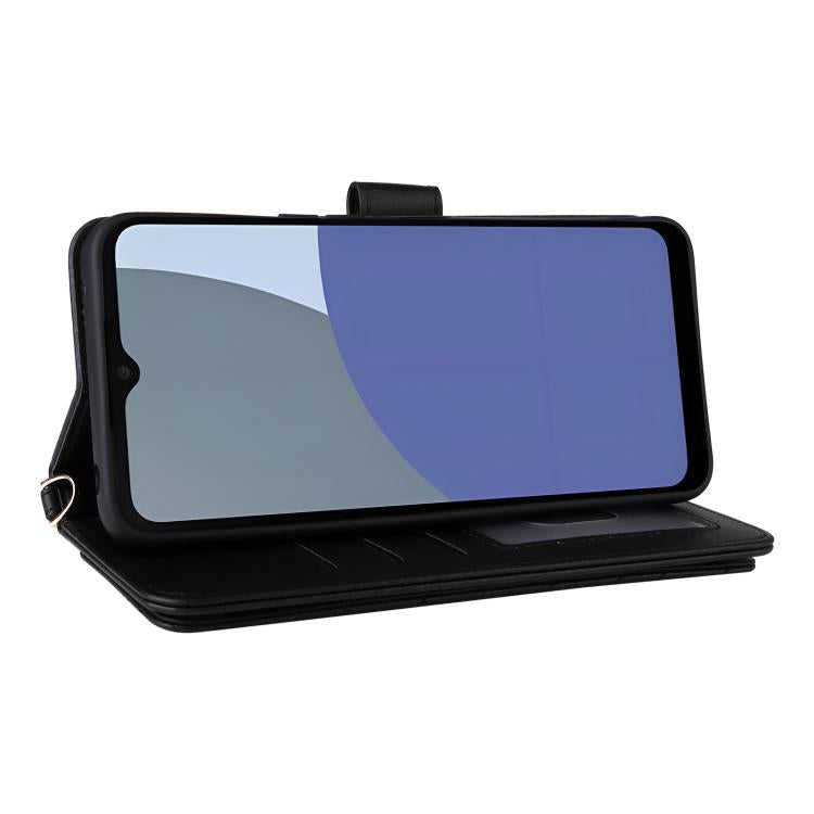 For Sharp Aquos wish4 Multifunctional 6-Card Slots Leather Phone Case with Wrist Strap