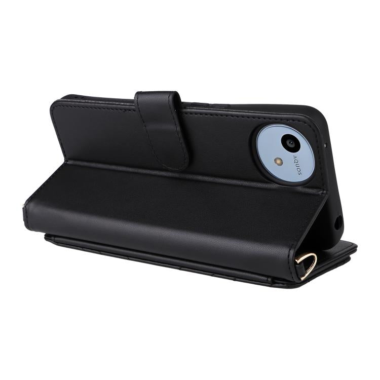 For Sharp Aquos wish4 Multifunctional 6-Card Slots Leather Phone Case with Wrist Strap
