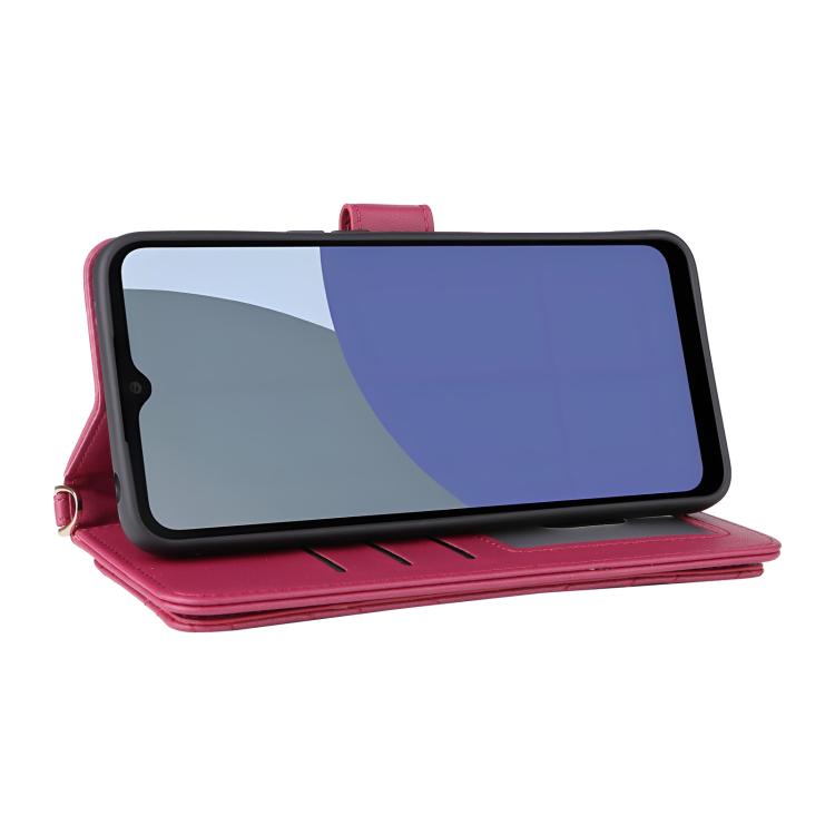 For Sharp Aquos wish4 Multifunctional 6-Card Slots Leather Phone Case with Wrist Strap