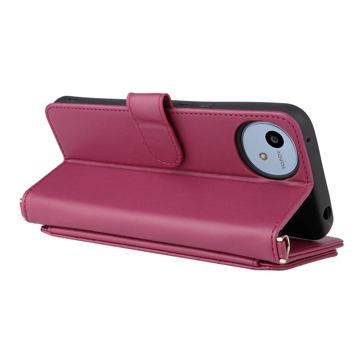 For Sharp Aquos wish4 Multifunctional 6-Card Slots Leather Phone Case with Wrist Strap