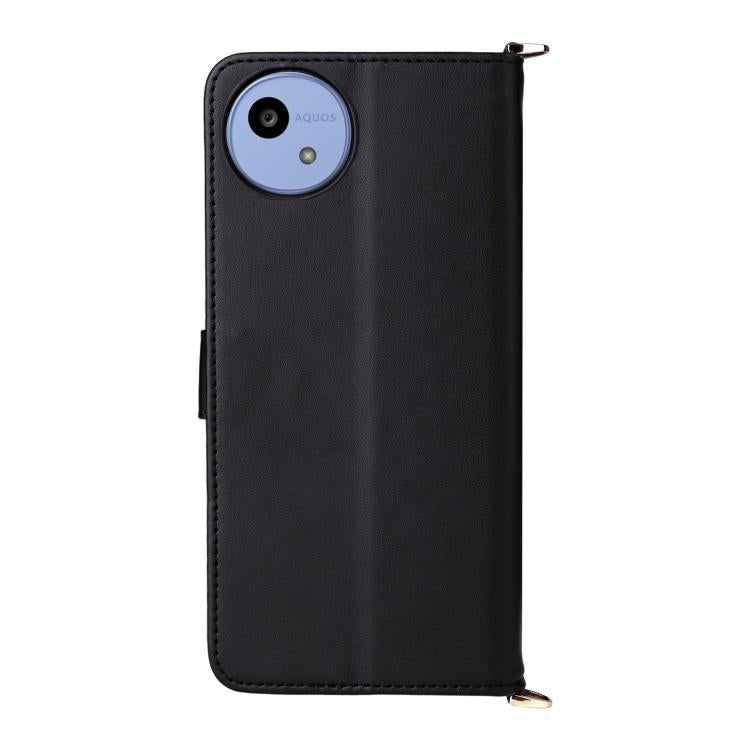 For Sharp Aquos wish5 Multifunctional 6-Card Slots Leather Phone Case with Wrist Strap