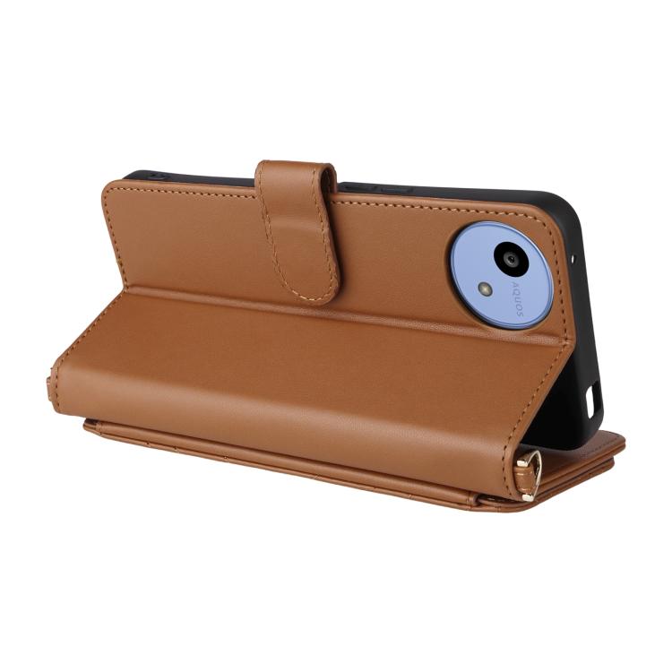 For Sharp Aquos wish5 Multifunctional 6-Card Slots Leather Phone Case with Wrist Strap