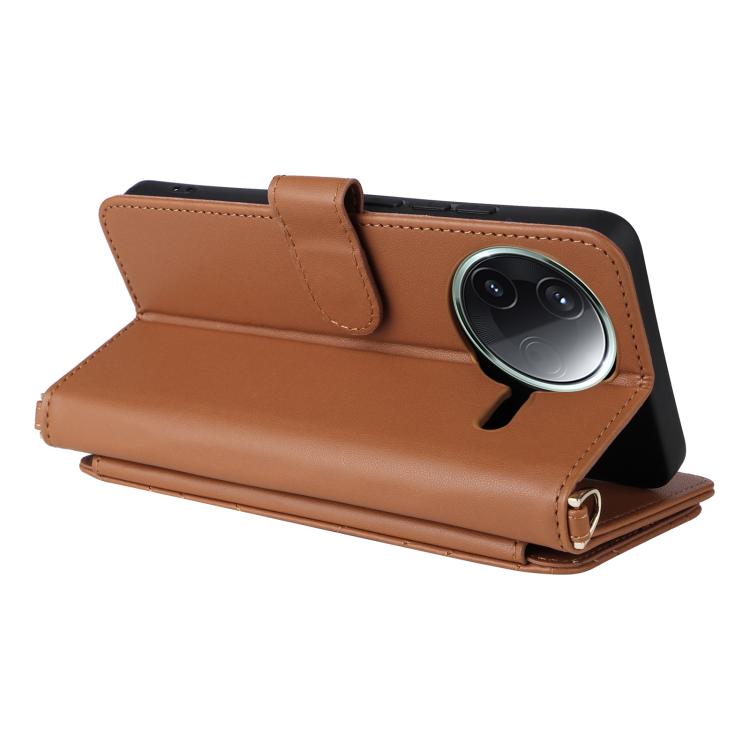 For Xiaomi Poco F7 Pro 5G / F7 Ultra Multifunctional 6-Card Slots Leather Phone Case with Wrist Strap