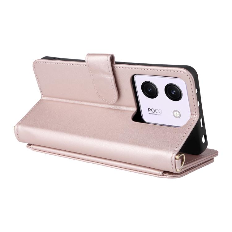 For Xiaomi Poco M7 Pro 5G Multifunctional 6-Card Slots Leather Phone Case with Wrist Strap