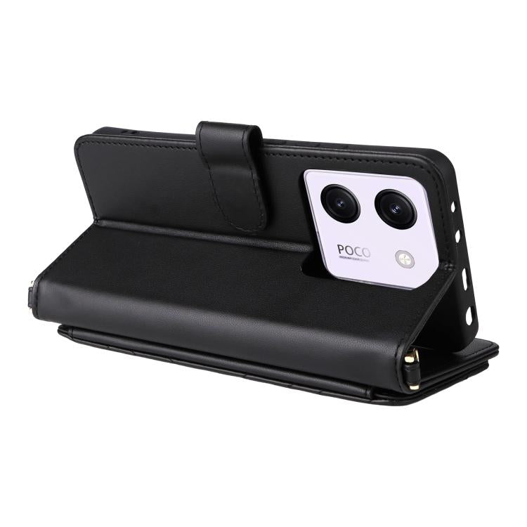 For Xiaomi Poco M7 Pro 5G Multifunctional 6-Card Slots Leather Phone Case with Wrist Strap