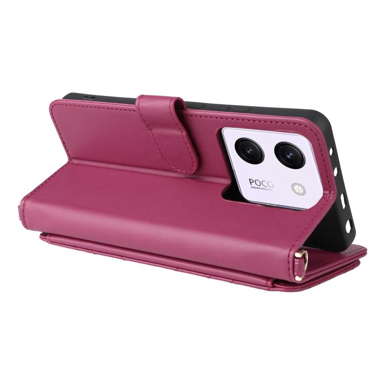 For Xiaomi Poco M7 Pro 5G Multifunctional 6-Card Slots Leather Phone Case with Wrist Strap
