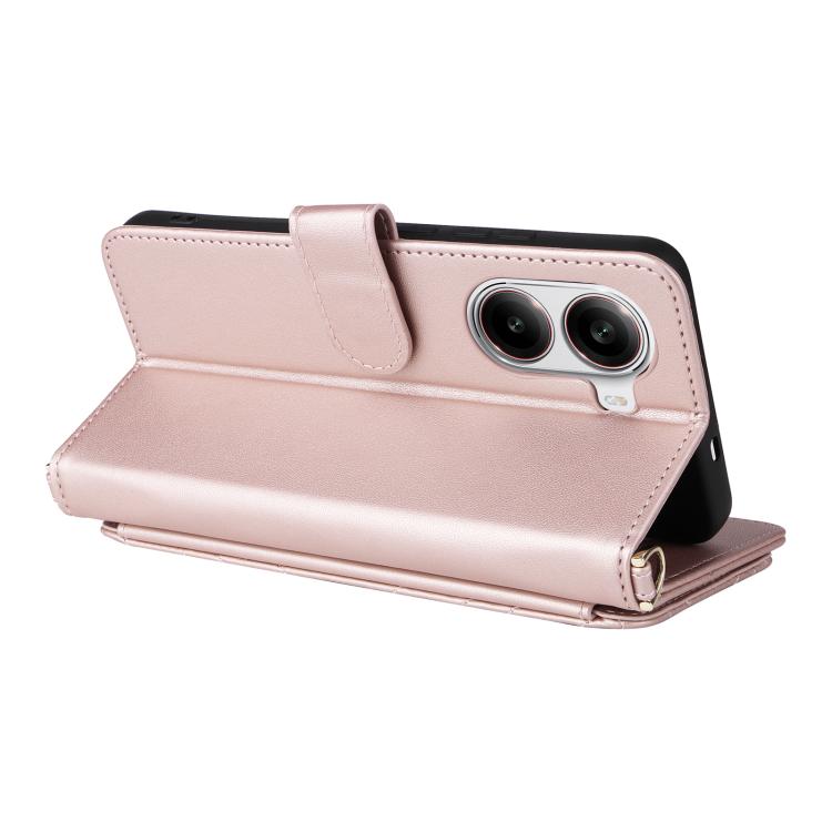 For Xiaomi Poco X7 Pro 5G / Redmi Turbo 4 Multifunctional 6-Card Slots Leather Phone Case with Wrist Strap