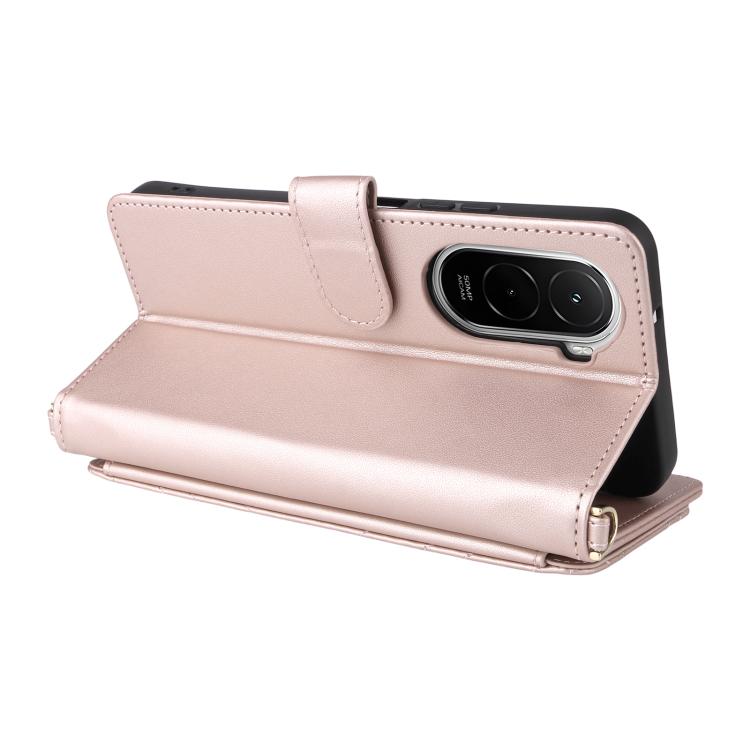 For Xiaomi Poco M7 4G 171mm Multifunctional 6-Card Slots Leather Phone Case with Wrist Strap