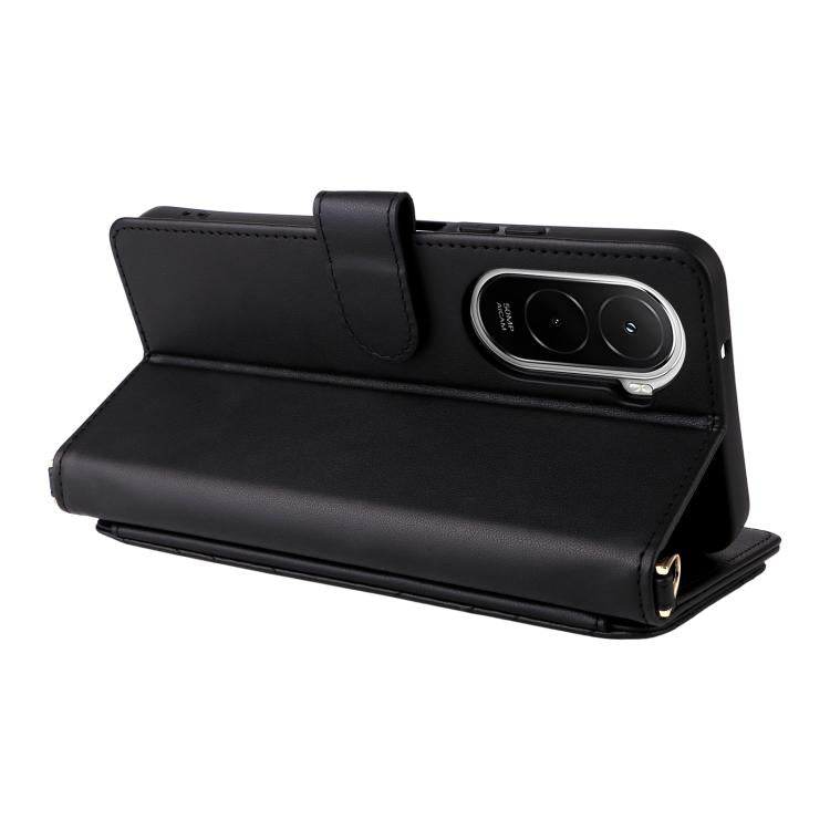 For Xiaomi Poco M7 4G 171mm Multifunctional 6-Card Slots Leather Phone Case with Wrist Strap