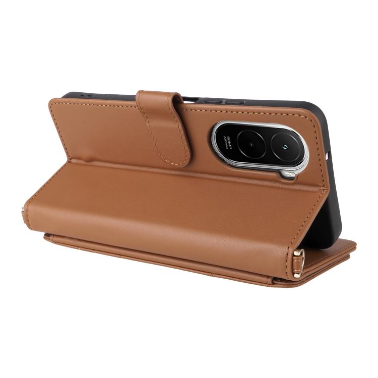 For Xiaomi Poco M7 4G 171mm Multifunctional 6-Card Slots Leather Phone Case with Wrist Strap