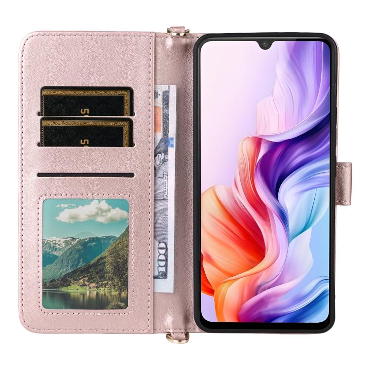 For ZTE Blade V70 Max Multifunctional 6-Card Slots Leather Phone Case with Wrist Strap