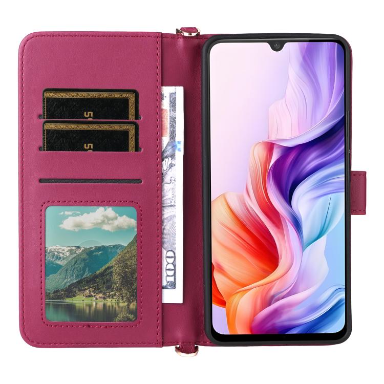 For ZTE Blade V70 Max Multifunctional 6-Card Slots Leather Phone Case with Wrist Strap
