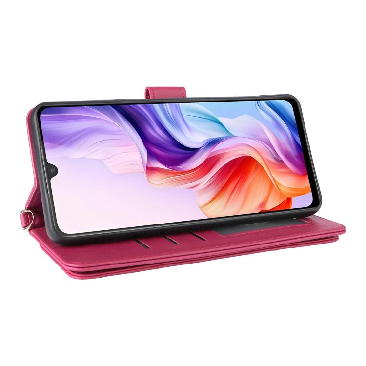 For ZTE Blade V70 Max Multifunctional 6-Card Slots Leather Phone Case with Wrist Strap