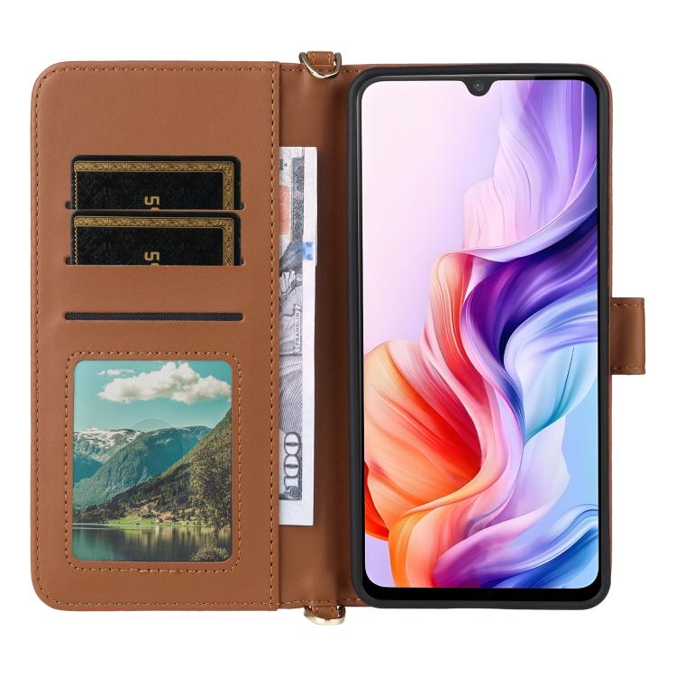 For ZTE Blade V70 Max Multifunctional 6-Card Slots Leather Phone Case with Wrist Strap