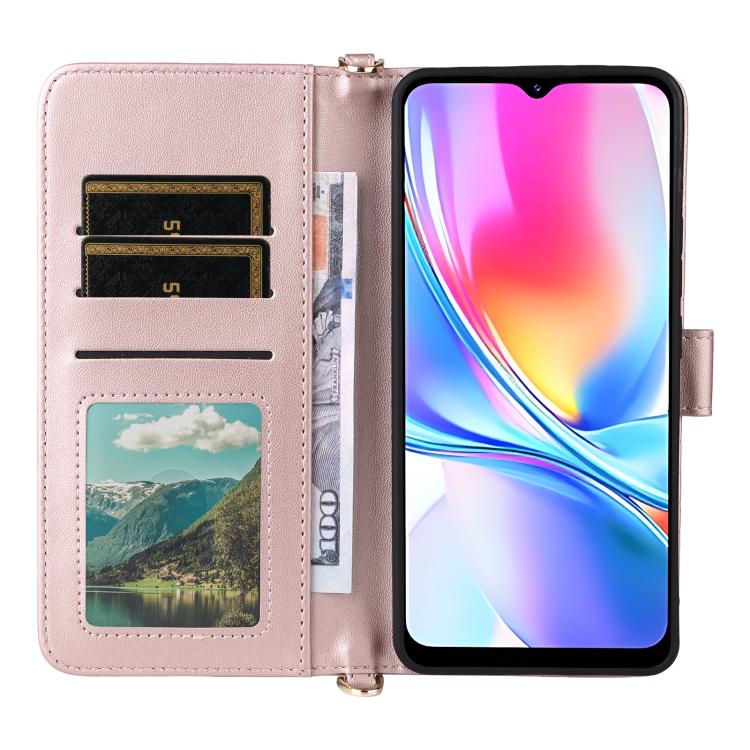 For ZTE Blade A35e Z2466 Multifunctional 6-Card Slots Leather Phone Case with Wrist Strap