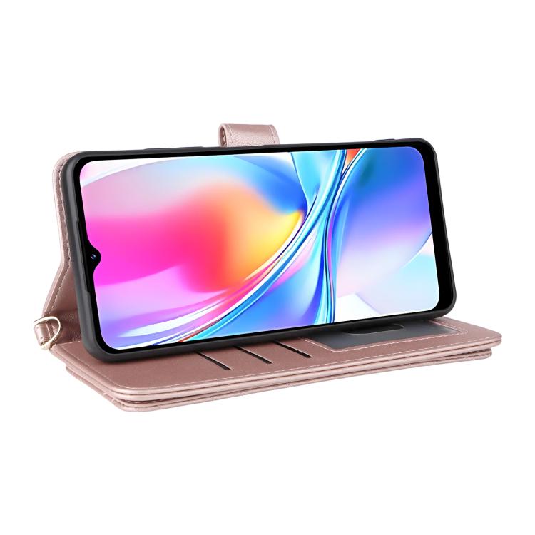 For ZTE Blade A35e Z2466 Multifunctional 6-Card Slots Leather Phone Case with Wrist Strap