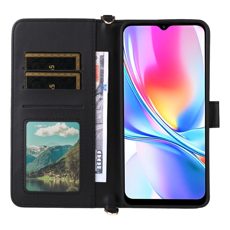 For ZTE Blade A35e Z2466 Multifunctional 6-Card Slots Leather Phone Case with Wrist Strap