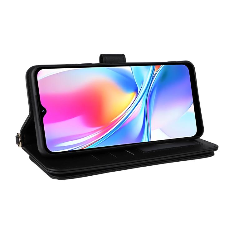For ZTE Blade A35e Z2466 Multifunctional 6-Card Slots Leather Phone Case with Wrist Strap