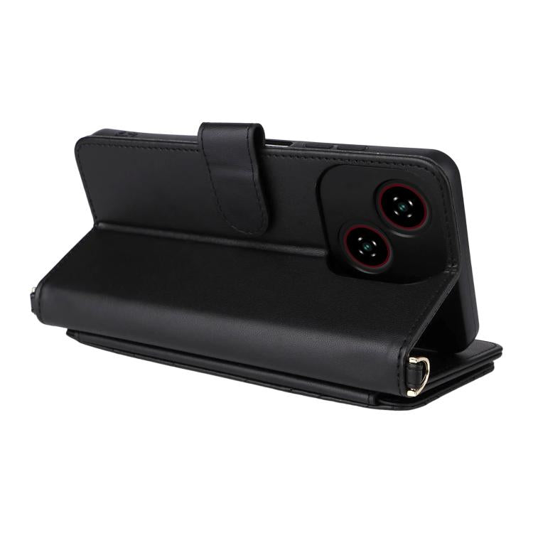 For ZTE Blade A35e Z2466 Multifunctional 6-Card Slots Leather Phone Case with Wrist Strap