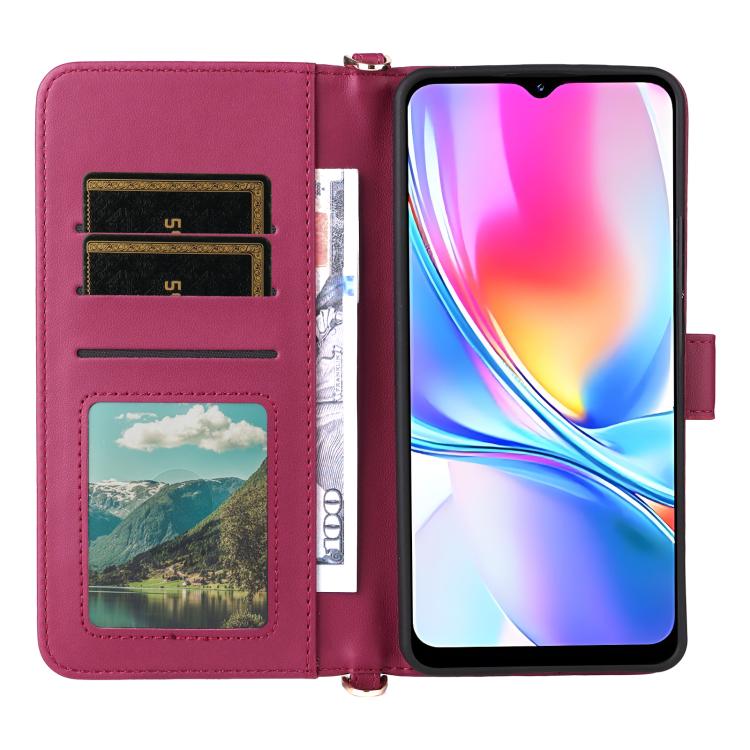 For ZTE Blade A35e Z2466 Multifunctional 6-Card Slots Leather Phone Case with Wrist Strap