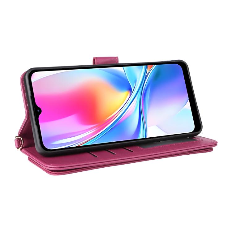 For ZTE Blade A35e Z2466 Multifunctional 6-Card Slots Leather Phone Case with Wrist Strap