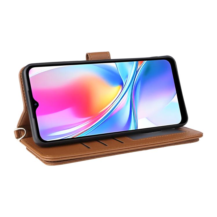 For ZTE Blade A35e Z2466 Multifunctional 6-Card Slots Leather Phone Case with Wrist Strap