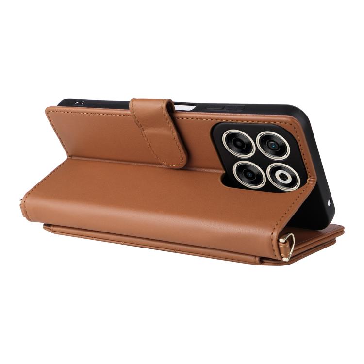 For ZTE Blade V70 4G Multifunctional 6-Card Slots Leather Phone Case with Wrist Strap