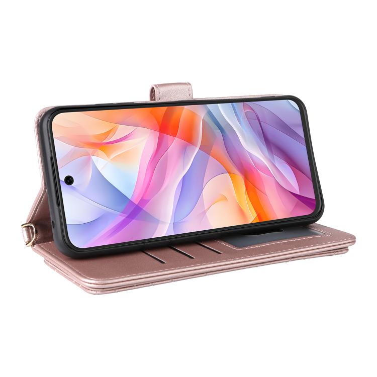 For ZTE Blade V70 Design 4G Multifunctional 6-Card Slots Leather Phone Case with Wrist Strap