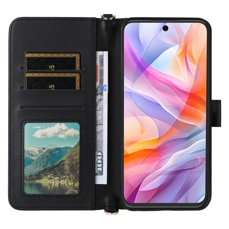For ZTE Blade V70 Design 4G Multifunctional 6-Card Slots Leather Phone Case with Wrist Strap
