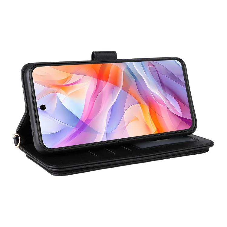 For ZTE Blade V70 Design 4G Multifunctional 6-Card Slots Leather Phone Case with Wrist Strap