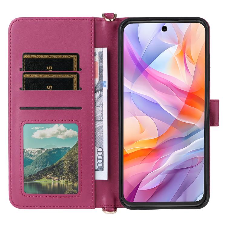 For ZTE Blade V70 Design 4G Multifunctional 6-Card Slots Leather Phone Case with Wrist Strap