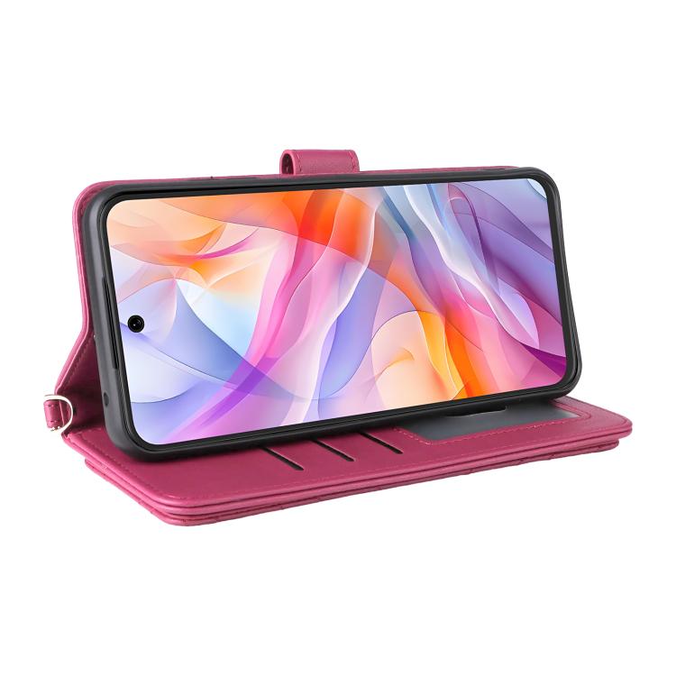 For ZTE Blade V70 Design 4G Multifunctional 6-Card Slots Leather Phone Case with Wrist Strap