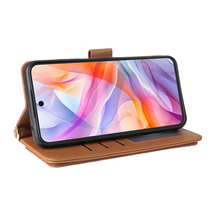 For ZTE Blade V70 Design 4G Multifunctional 6-Card Slots Leather Phone Case with Wrist Strap