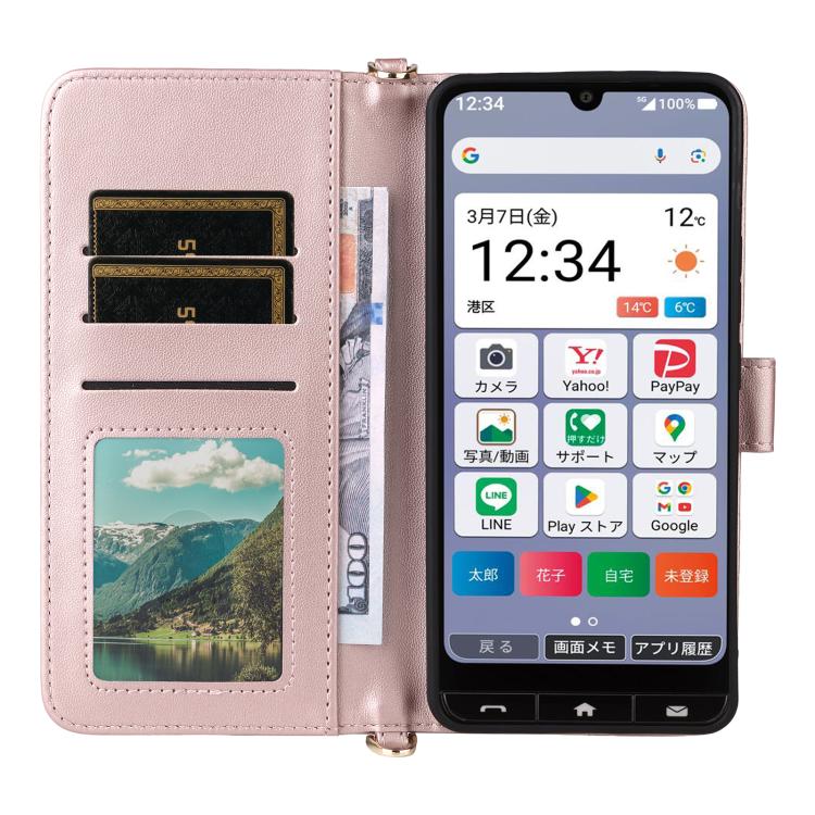 For ZTE Kantan Sumaho 4 A402ZT Multifunctional 6-Card Slots Leather Phone Case with Wrist Strap