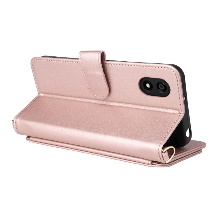 For ZTE Kantan Sumaho 4 A402ZT Multifunctional 6-Card Slots Leather Phone Case with Wrist Strap