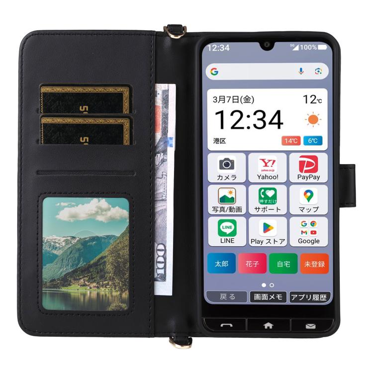 For ZTE Kantan Sumaho 4 A402ZT Multifunctional 6-Card Slots Leather Phone Case with Wrist Strap