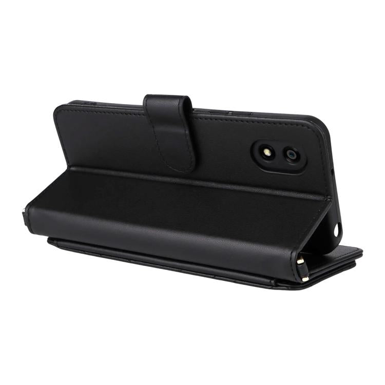 For ZTE Kantan Sumaho 4 A402ZT Multifunctional 6-Card Slots Leather Phone Case with Wrist Strap