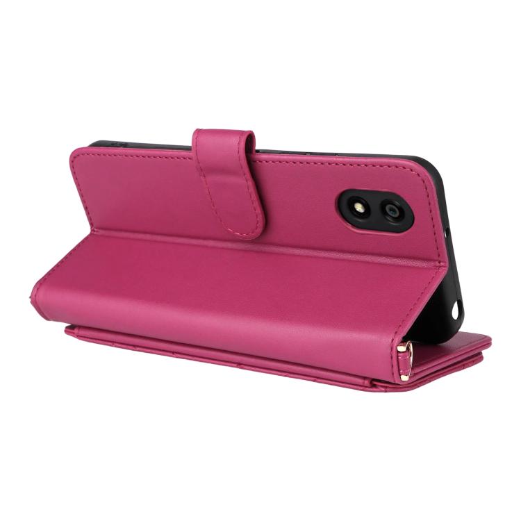 For ZTE Kantan Sumaho 4 A402ZT Multifunctional 6-Card Slots Leather Phone Case with Wrist Strap
