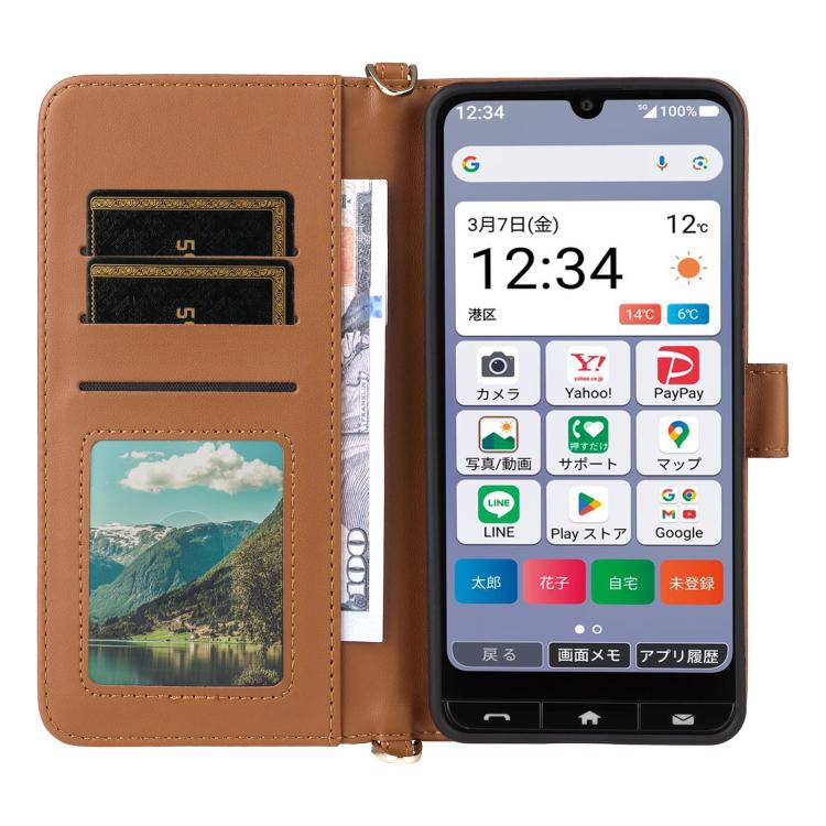 For ZTE Kantan Sumaho 4 A402ZT Multifunctional 6-Card Slots Leather Phone Case with Wrist Strap