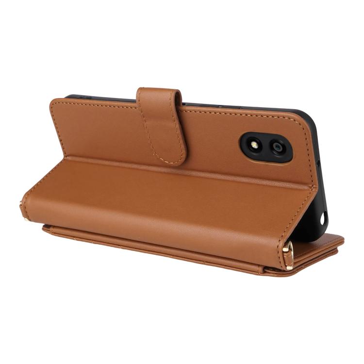 For ZTE Kantan Sumaho 4 A402ZT Multifunctional 6-Card Slots Leather Phone Case with Wrist Strap