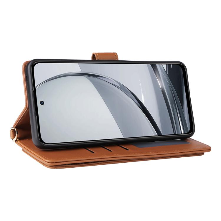 For ZTE nubia Focus Pro 5G Multifunctional 6-Card Slots Leather Phone Case with Wrist Strap