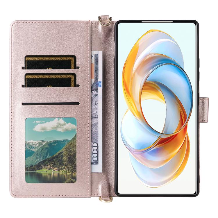 For ZTE nubia Z70 Ultra Multifunctional 6-Card Slots Leather Phone Case with Wrist Strap